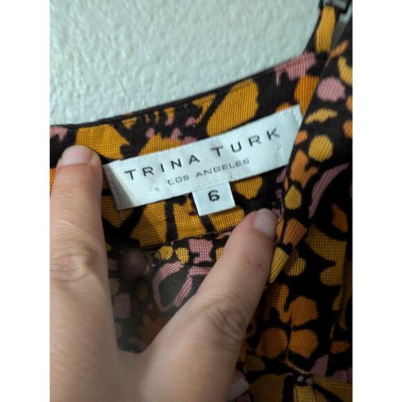 Trina Turk Tank Top Womens 6 Floral Half Button Summer Hippy‎ Boho Festival - Picture 5 of 8
